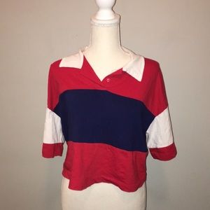Cropped oversized polo type shirt